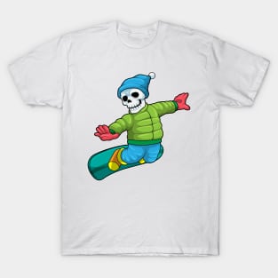 Skeleton as Snowboarder with Snowboard T-Shirt